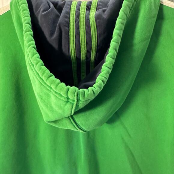 Adidas Vintage Logo Full Zip Striped Hoodie Green Mens Large - Picture 5 of 10